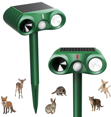 Solar Katzenschreck, Ultraschall Tiervertreiber Katzenabwehr, Wasserdicht Marderschreck mit PIR-Bewegungssensor Katzenschreck für Garten, Wirksam Gegen Katzen, Hunde, Marder, und Vögel Schädlineg (2)