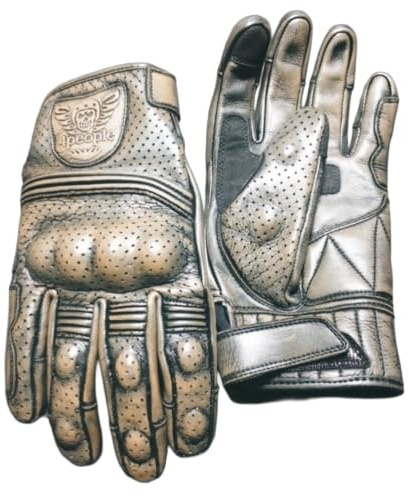 Guantes Moto de Cuero Hombre Iron Rider – Guantes Biker Vintage con Protección Nudillos, Transpirables, Estilo Cafe Racer, Guantes Motorista para Verano y Conducción Urbana