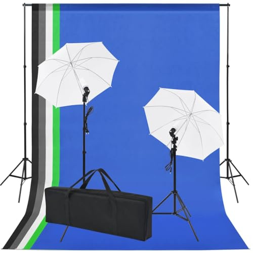 Fotostudioset med 5 färgglada bakgrunder, 2 skärmar, justerbara aluminiumstativ, 24 W dagsljuslampor, 300 cm brett bakgrundssystem för studiofotografering, porträtt, produkt, video