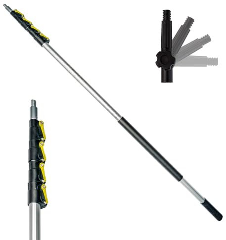DOCAZOO Telescopic Pole for Cleaning - Window Cleaning Equipment, Ceiling Cleaning, Feather Duster, Snow Removal, Gutter Cleaner, High Reach Indoor & Outdoor Kit - (24 Ft Extension Pole)