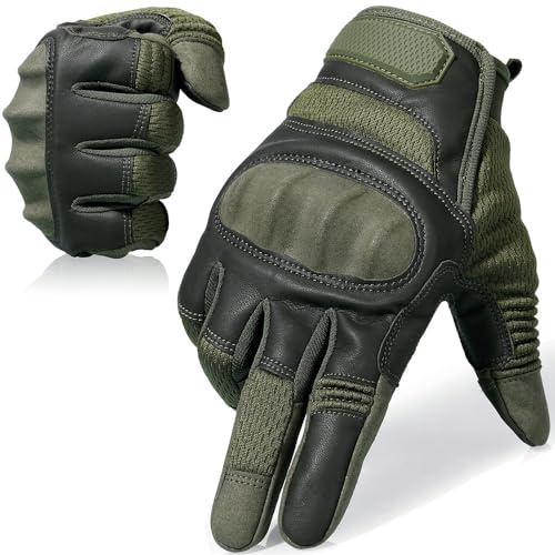 AXBXCX Motorcycles Gloves for Men Airsoft Paintball Motorbike Hunting Full Finger Touch Screen Gloves Green L