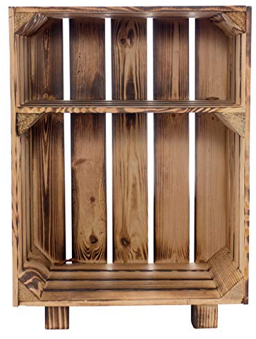 Moooble Holzkisten geflammt | Steht auf Füßen |NEU| 30,5x40x54 cm | schöner Beistelltisch mit Ablage (2)