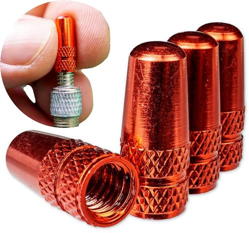 Tappo Valvola in Alluminio, 4 pezzi, in Rosso, cappucci parapolvere nericompatibili con valvole Presta e francesi, coperture copertoni camere d'aria, Coprivalvola bici, Tappi copri valvola cappucci