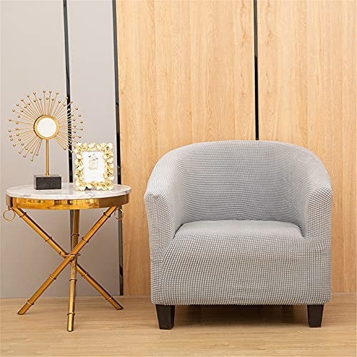 Highdi Sesselschoner Hoch Stretch Sesselhussen, Club Chair Schonbezug Einfarbig Jacquard Sofabezug Sofaüberwurf für Clubsessel Loungesessel Cocktailsessel (Hellgrau)