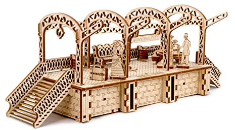 WOODEN.CITY Puzzle 3D - Maquette en Bois À Construire - Gare Mécanique - Puzzle Adulte - Kit Modèle en Bois DIY - Coupe Au Laser