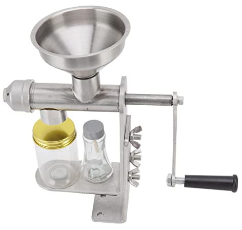 Stainless Steel Oil Press Machine, Manual Hand Crank, Small Manual Oil Extractor, Hot & Cold Oil Pressing, Durable Stainless Steel Construction, Multi-Purpose Oil Maker for Home Kitchen Use