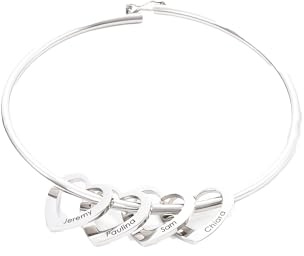 Armreif mit Herzanhänger/Beads. Bis zu 10 Anhänger möglich! Armband aus hochwertigem Edelstahl AE-AD-01