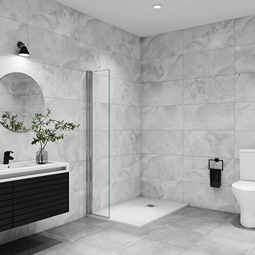 AICA paroi de douche à l'italienne pivotante 45x200cm paroi de douche retour pivotant mural en verre 8mm anticalcaire, profilé en alu chromé