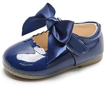 Merceditas con lazo de cinta para niñas, zapatos estilo Mary Jane para fiesta de boda española, para bebés y niños pequeños, azul oscuro, 21 EU
