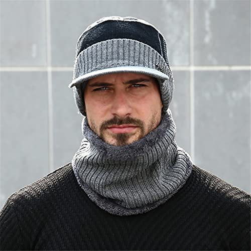 SUNMME Wintermützen-Schal-Set für Herren, Beanie-Mütze, Mütze, Herren, Wollschal, Mützen, Sturmhaube, Motorhaube, Strickmütze (Farbe: D, Größe: Talla ?nica) (Argento Talla ?nica)
