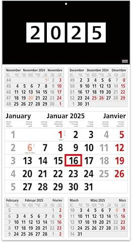 GEIGER-OFFICE 5-Monatskalender 2026- Perfekt I Wandkalender 5 Monate Einblatt I 30 x 56 cm I mehrsprachig D/GB/F Jahresplaner mit Schieber I Bürokalender - Made in Germany