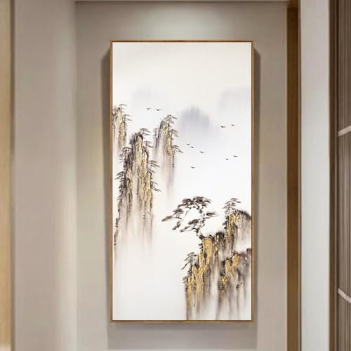 Acrylbilder Auf Leinwand Handgemalt,Wandkunst Auf Leinwand, 100 % Handgemalte Chinesische Landschaft, Zeitgenössische Kunst, Wandgemälde, Rahmenlose Handgefertigte Gemälde, Heimbüro-Dekorationen,