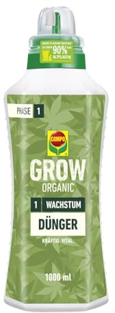 COMPO GROW ORGANIC Wachstum Dünger für Spezialkulturen - Dünger für Indoor & Outdoor - Spezialdünger für die Wachstumsphase - organisch - 1l, Braun