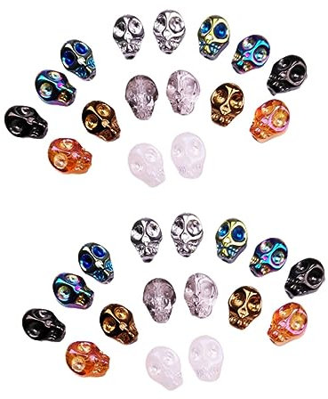 NUOBESTY 100 Stk Schädel Galvanisieren Lose Facettierte Rondellperlen Diy Liefert Armband Für Kinder Türkisfarbene Perlen Halloween-perlen Smaragd Glas Zubehör Handbuch