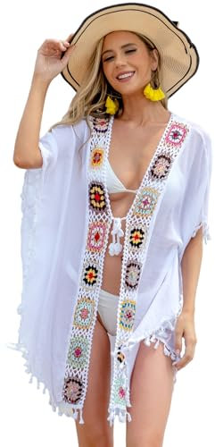 LCXYYY Damen Cover Up Sexy Bohemian Gefranste Gehäkelt Strandkleid Strandponcho Sommer Strandurlaub Badeanzug Bikini Bluse