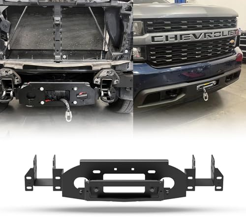 AUTOWIKI Front Hidden Winch Plate for 2019-2025 Chevy Silverado 1500, Winch Mounting Plate Accessories for 19-25 Silverado 1500, Black Hitch Mount Winch Plate (Exclude Diesel, ZR2 & 2019 LD Models)