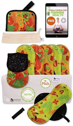 Salvaslips lavables de algodón orgánico con impresión antideslizante; paquete de 7 unidades (S) de tela reutilizable para salida; protectores para slips finos