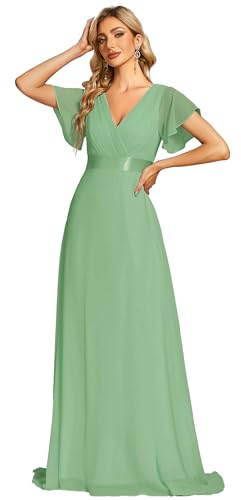 Ever-Pretty Vestiti da Cerimonia da Donna Alta Elasticità Scollo a V Linea ad A con Spacco Stile Impero 09890
