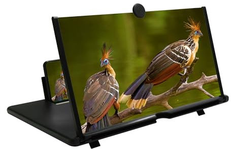 Lente di ingrandimento per telefono cellulare da 14, 3D HD, schermo proiettore per film, video, supporto pieghevole per telefono con amplificatore per schermo, supporta tutti gli smartphone (nero, 14