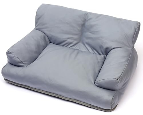 RUYICZB Hundebetten Haustier Sofa Leder Hundebett Haustier Weiches Sofa Hundesessel Für Kleine Mittlere Hunde Haustiermöbel Katzenbetten Mit Anti-Rutsch-Boden,Grau,M