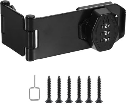 PATIKIL Lucchetto combinazione Rotante, 90 o 180 Gradi Combination Serratura di Sicurezza 3 Cifre per Porta Cassetti Armadi Porte Battente, Nero