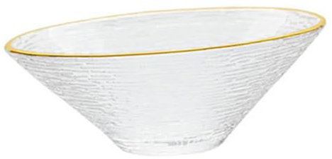 Garneck Ciotola Insalatiera in Vetro da Cucina con Decorazione Oro Contenitore Multiuso per Servire Insalate Frutta e Snack Casa o Ristorante