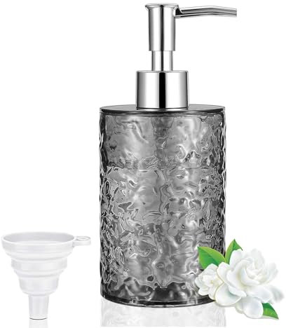 GKSCXEXE 400ml Seifenspender Kunststoff, Grau Seifenspender Plastik Spülmittelspender Küche, Soap Dispenser Nachfüllbarer Pumpspender mit Trichter für Spülmittel, Handseife, Shampoo (Runden)