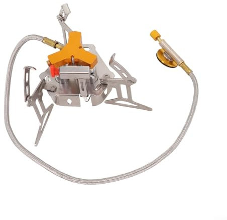 HEBEOT Réchaud de camping portable coupe-vent Réchaud à gaz pliable Réservoir de gaz Trépied en acier inoxydable Réchaud à trois brûleurs Réglable 3 brûleurs pour le camping randonnée
