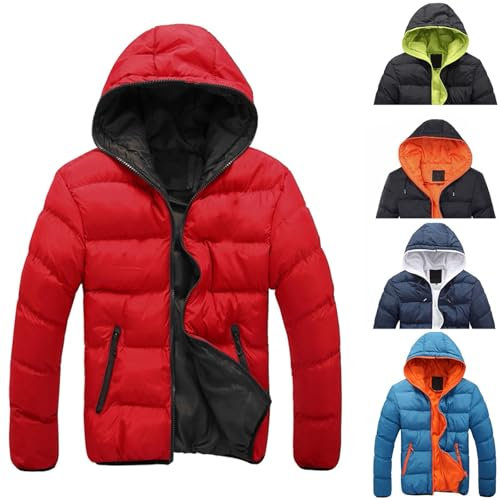 Wintermantel Herren Warm Junge Teenager Winterjacke Mode Reine Farbe Wintermantel Leichtgewicht Vielseitige Freizeitjacke Funktionsjacke üBergangsjacke Outdoor Wander Trekking
