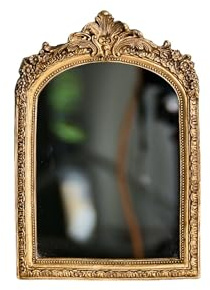 TenFuju 11” x 9.5” Small Gold Vintage Wall Mirror, Antique Gold Resin Baroque, Decorative Hanging & Tabletop