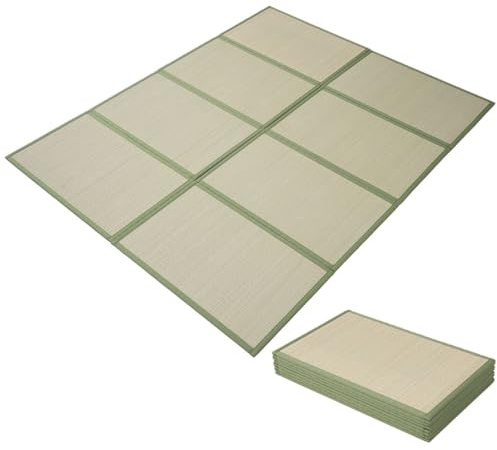 EMOOR Japanische Tatami Matte 140 x 200cm Natürliches Igusa Binsengras (Ungefärbt), Faltbare Igusa-Matratze Japanische Futon Boden Schlafen Area Teppich Meditation Yoga Zen