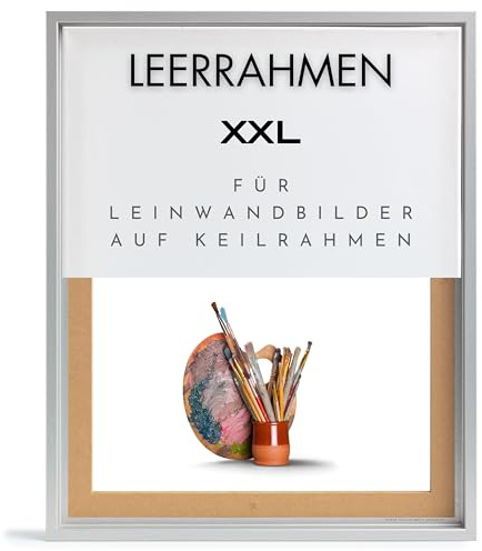 NB Akzent Schattenfugenrahmen XXL 100x150 cm - Silber – Leerrahmen mit Tiefeneffekt aus MDF Holz in zerlegter Form – für Leinwandbilder auf Keilrahmen
