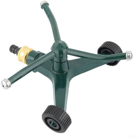 Arroseurs à trépied pour grande surface, arroseur rotatif en métal pour pelouse avec base à roulettes, cour, jardin