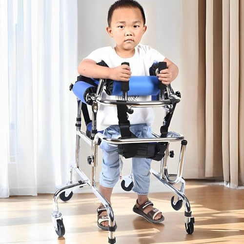 Tragbare Gehgestelle für Zerebralparese-Standards für Menschen mit Zerebralparese, faltbare Gehhilfe mit 6 Rädern und Sitz, leichte Gehgestelle mit Rädern, Rehabilitationstraining aus Alumin