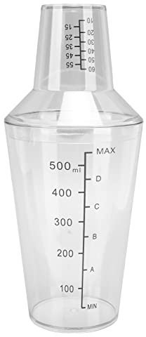 Cocktail Shaker Boston Shaker Set Transparent Mixer Shaker avec Une échelle Claire et Une capacité Standard pour Les Restaurants des et Une Utilisation à Domicile en matériau PC (500 ML)