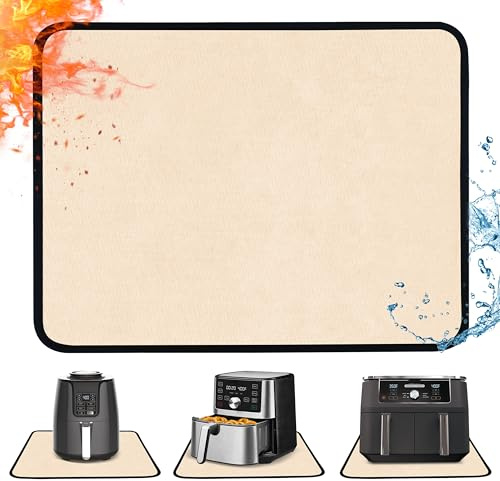 Khongoo Tappetino Ignifugo per Friggitrice ad Aria, 30x45cm, Cachi | 550 °C Protezione dal calore, protezione del piano di lavoro, antiscivolo e impermeabile, antigrasso e facile da pulire