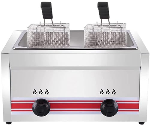 Friggitrice a gas commerciale, friggitrice da 10L/20L/30L, cestello da banco in acciaio inossidabile, friggitrice per ristoranti, patate fritte fatte in casa, con cestello e coperchio, contr