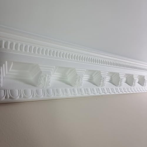 Premium GH19 Ceiling Coving Size 95x95mm | Decorative Georgian Cornice | Easy Install Crown Moulding 24 M | Paint-Ready Polystyrene Cornice | Waterproof Kitchen Bedroom Living Room | 12 Lengths