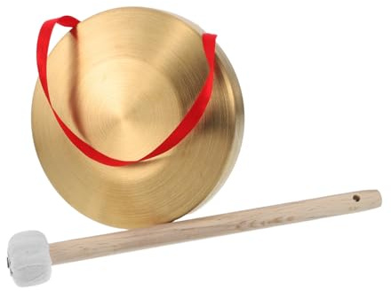 BESTonZON Gong con Sonido Claro y Melodioso para Niños de Aleación Dorado de 15cm Instrumento de Percusión Multifuncional Adecuado para Actividades en Equipo y Entretenimiento Familiar