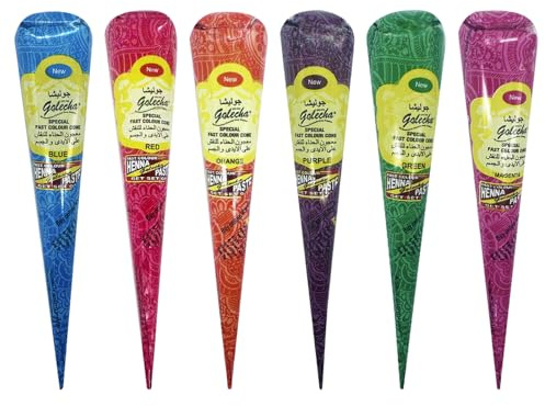 Hometimestore 6 Farbe Cones für Temporäre Tattoos Handgemalte Motive Body-Art, 6 Kegel Blau Rot Orange Violett Grün Magenta