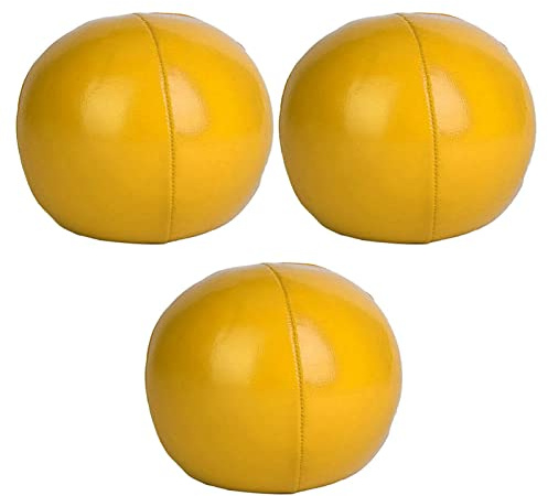 yller Jongleringsbollar, 3 stycken 2,5 PU-jongleringsbollsats jongleringsset för nybörjare och proffs med nätväska (gul)