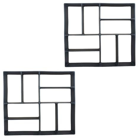 Relaxdays Moldes para pavimentos, Juego de 2, adoquines y losas de jardín, 40 x 40 cm, Negro