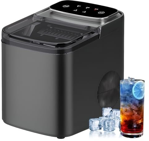 Máquina de hielo comercial de mostrador, limpieza automática, operación con un solo clic for oficina, hogar y bar.(Schwarz)