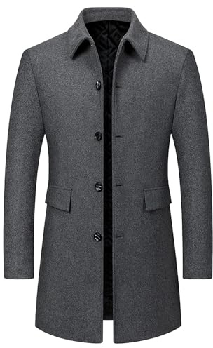 Cappotti invernali da uomo grandi e alti, cappotti in lana, spolverino lungo da lavoro, giacca classica con tasche, grigio, taglia 3XL