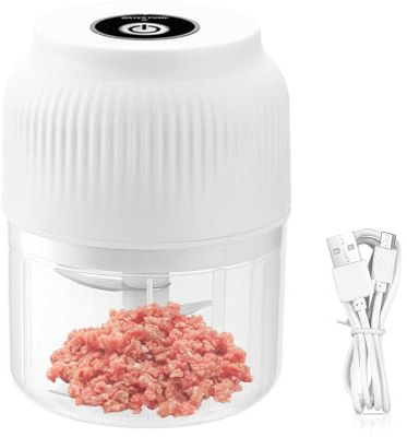 Mini picadora eléctrica para ajo – Robot de cocina inalámbrico recargable USB 12 x 8 cm, picadora portátil de 220 g batidora para huevos | Picadora de carne de ABS para verduras, Cip