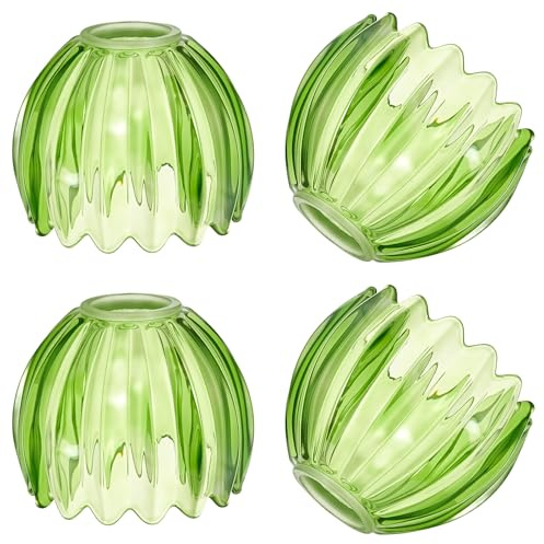 INTERWARM 4 Pcs Classic Green Tulip Ceiling,Glass Tulip Lamp Shades,10.5x13x10cm Flower Art Sconce Shade for Floor Lamp Table Wall Chandelier Decor(Yellow Green)