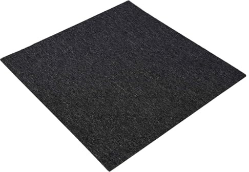 Foknhdi Teppichfliesen Dunkelgrau 50 x 50 cm 4er Set, Teppichfliese selbstliegend aus PP und Bitumen, strapazierfähiger Bodenbelag für Wohnzimmer und Schlafzimmer, 5 mm Dicke