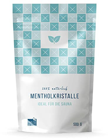 DIYer® 500g Mentholkristalle im praktischen Zipper Beutel - zertifizierte Premium Qualität aus 100% reinem Minzöl - Ideal als Sauna Aufgussmittel - Eiskristalle - Ideales Sauna Zubehör