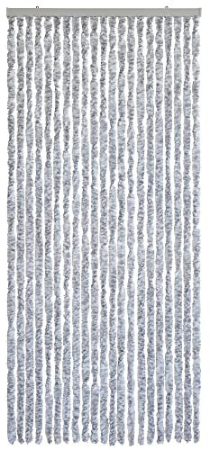 WOHNWOHL® Flauschvorhang (90x200 cm) • Wohnwagen Türvorhang • Fliegenschutz Balkontür • Insektenschutz Vorhang • Fadenvorhang Tür • Sichtschutz Wohnmobil • Farbe: Grau Meliert