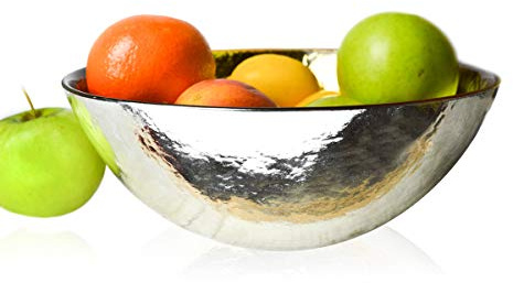 Sendez Elegante Gold/Silber Schale 25 cm – galvanisierte Salatschale, Obstschale, Snackschale, dekoratives Highlight für Tisch & Zuhause, 3 Liter